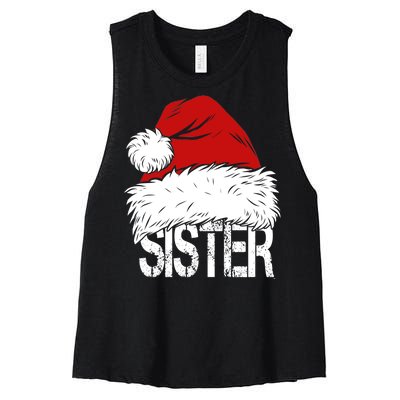 Christmas Santa Hat Sister Women's Racerback Cropped Tank