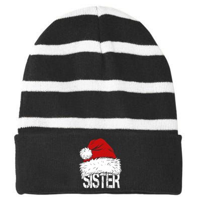 Christmas Santa Hat Sister Striped Beanie with Solid Band