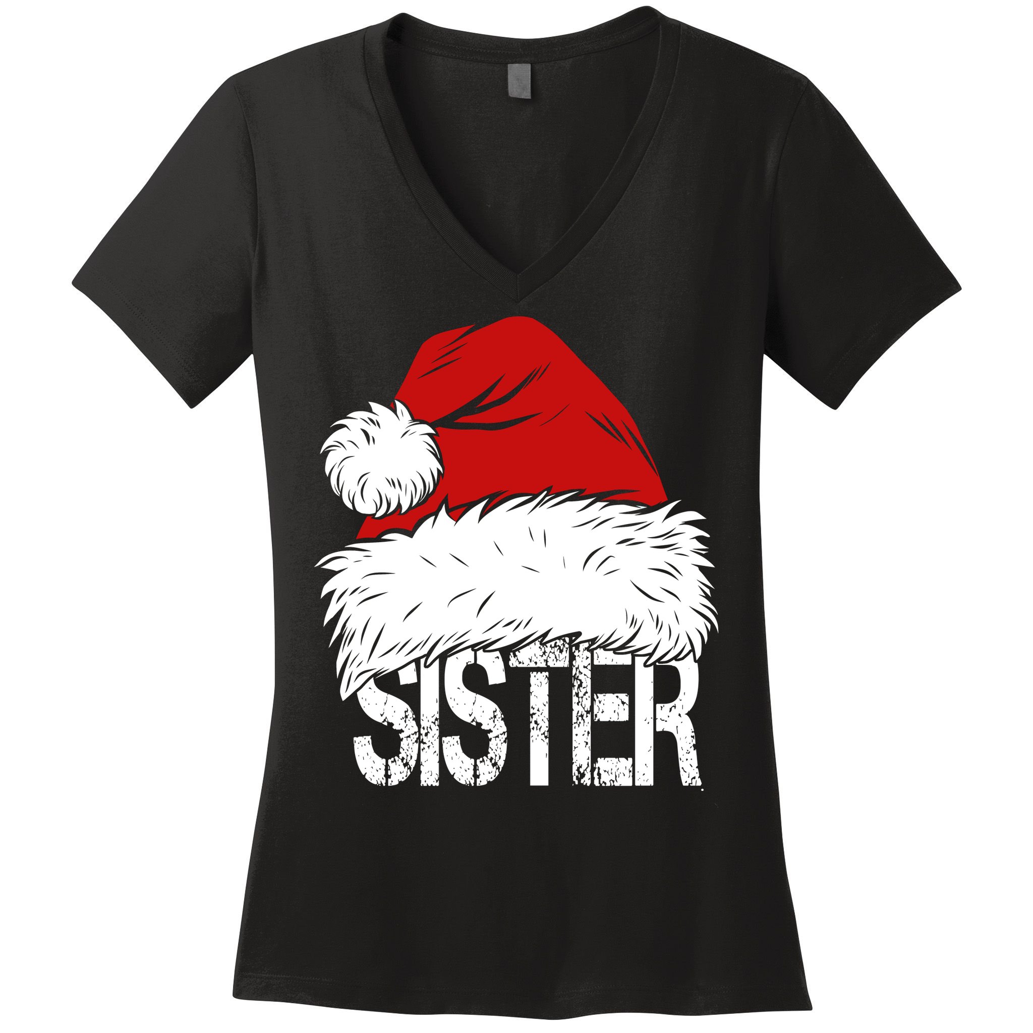 Christmas Santa Hat Sister Women's V-Neck T-Shirt
