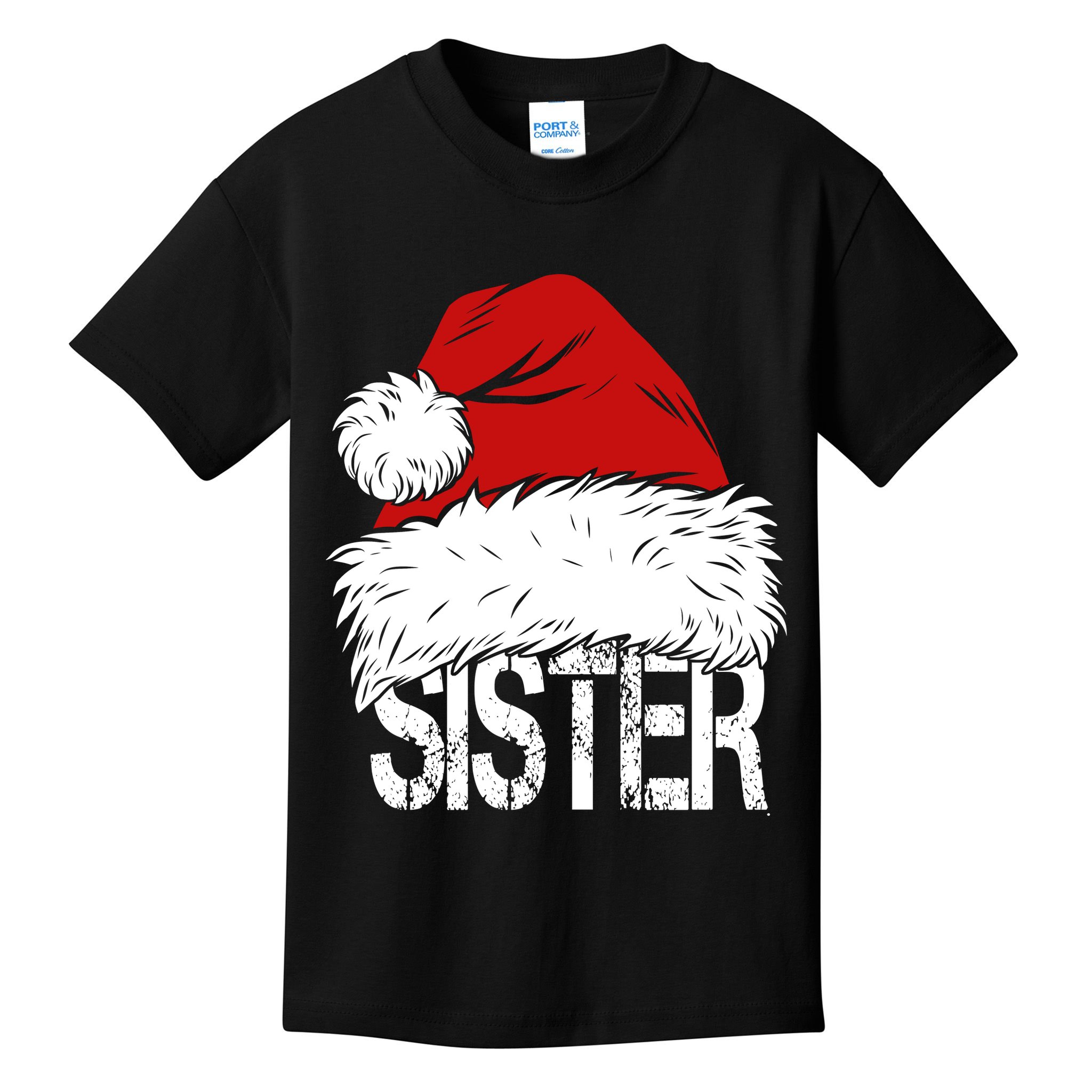 Christmas Santa Hat Sister Kids T-Shirt