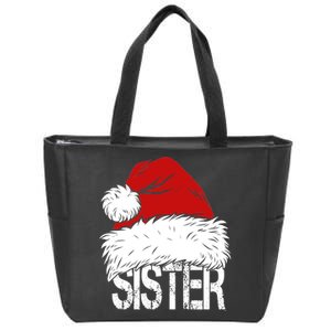 Christmas Santa Hat Sister Zip Tote Bag