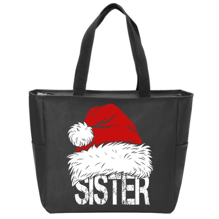 Christmas Santa Hat Sister Zip Tote Bag