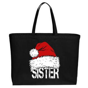 Christmas Santa Hat Sister Cotton Canvas Jumbo Tote