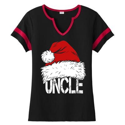 Christmas Santa Hat Uncle Ladies Halftime Notch Neck Tee