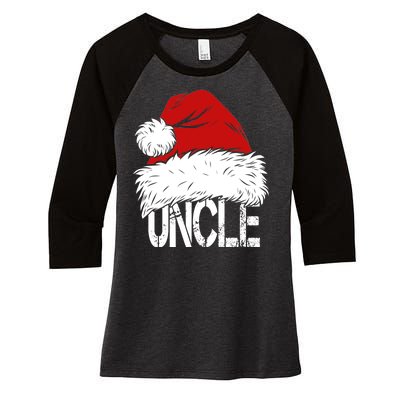 Christmas Santa Hat Uncle Women's Tri-Blend 3/4-Sleeve Raglan Shirt