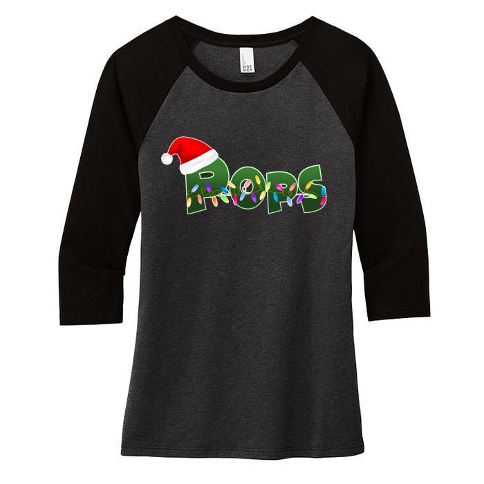 Christmas Santa Pops  Women's Tri-Blend 3/4-Sleeve Raglan Shirt