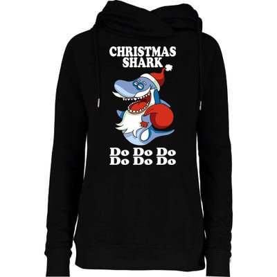 Christmas Santa Shark Do Do Do Womens Funnel Neck Pullover Hood