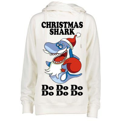 Christmas Santa Shark Do Do Do Womens Funnel Neck Pullover Hood