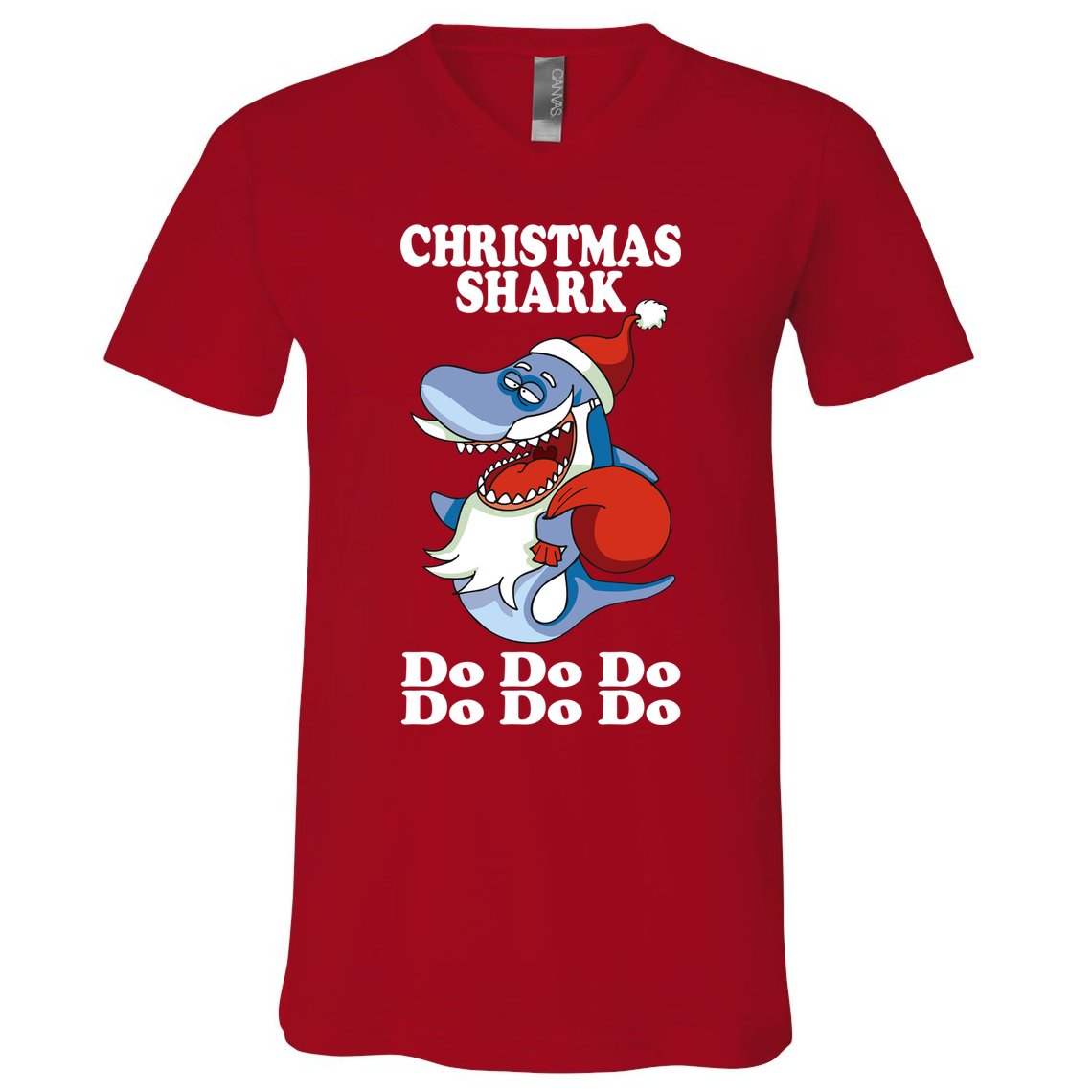 Christmas Santa Shark Do Do Do V-Neck T-Shirt