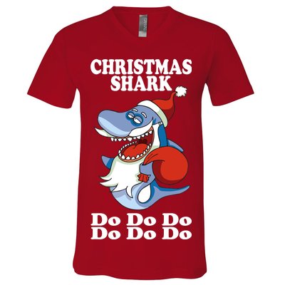 Christmas Santa Shark Do Do Do V-Neck T-Shirt