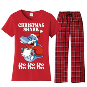 Christmas Santa Shark Do Do Do Women's Flannel Pajama Set