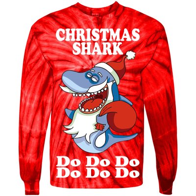 Christmas Santa Shark Do Do Do Tie-Dye Long Sleeve Shirt