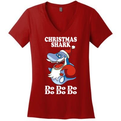 Christmas Santa Shark Do Do Do Women's V-Neck T-Shirt