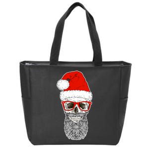 Christmas Santa Skull Zip Tote Bag