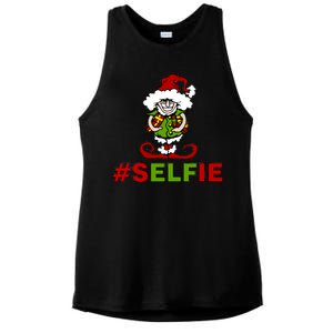 Christmas #Selfie Elf Ladies PosiCharge Tri-Blend Wicking Tank