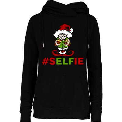 Christmas #Selfie Elf Womens Funnel Neck Pullover Hood