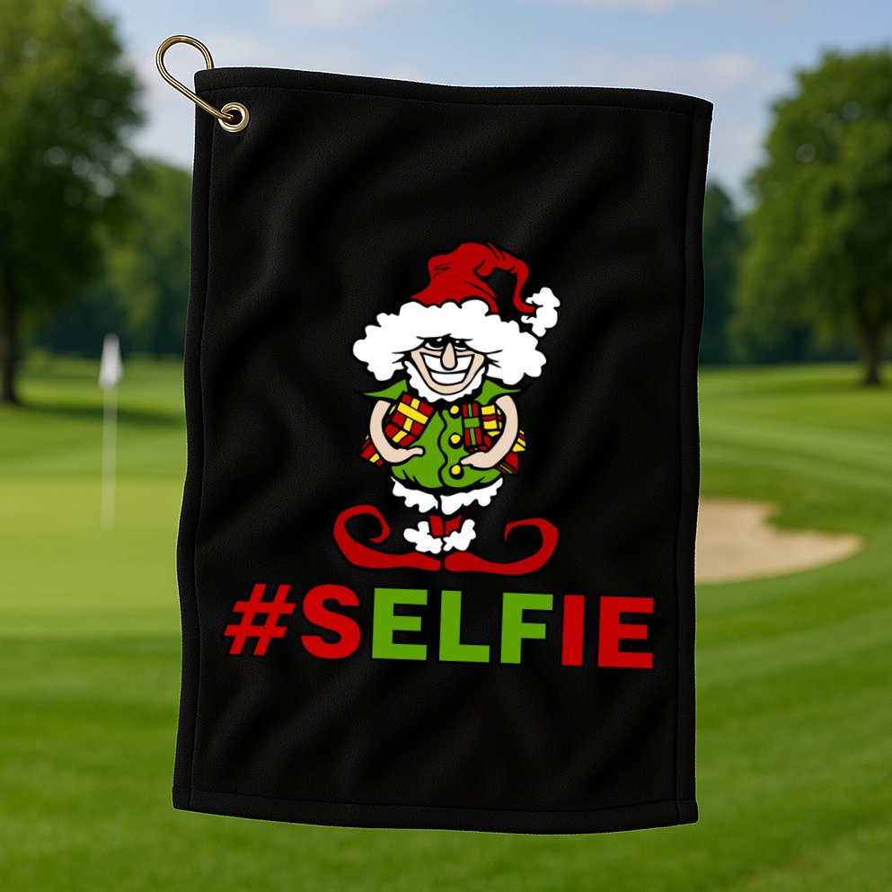 Christmas #Selfie Elf Golf Towel