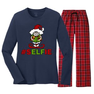 Christmas #Selfie Elf Women's Long Sleeve Flannel Pajama Set 