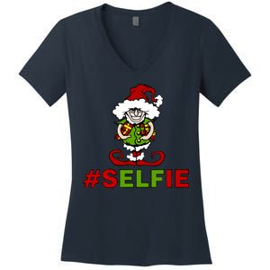 Christmas #Selfie Elf Women's V-Neck T-Shirt