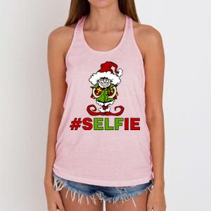 Christmas #Selfie Elf Women's Knotted Racerback Tank