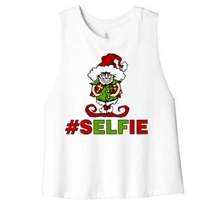 Christmas #Selfie Elf Women's Racerback Cropped Tank