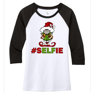 Christmas #Selfie Elf Women's Tri-Blend 3/4-Sleeve Raglan Shirt