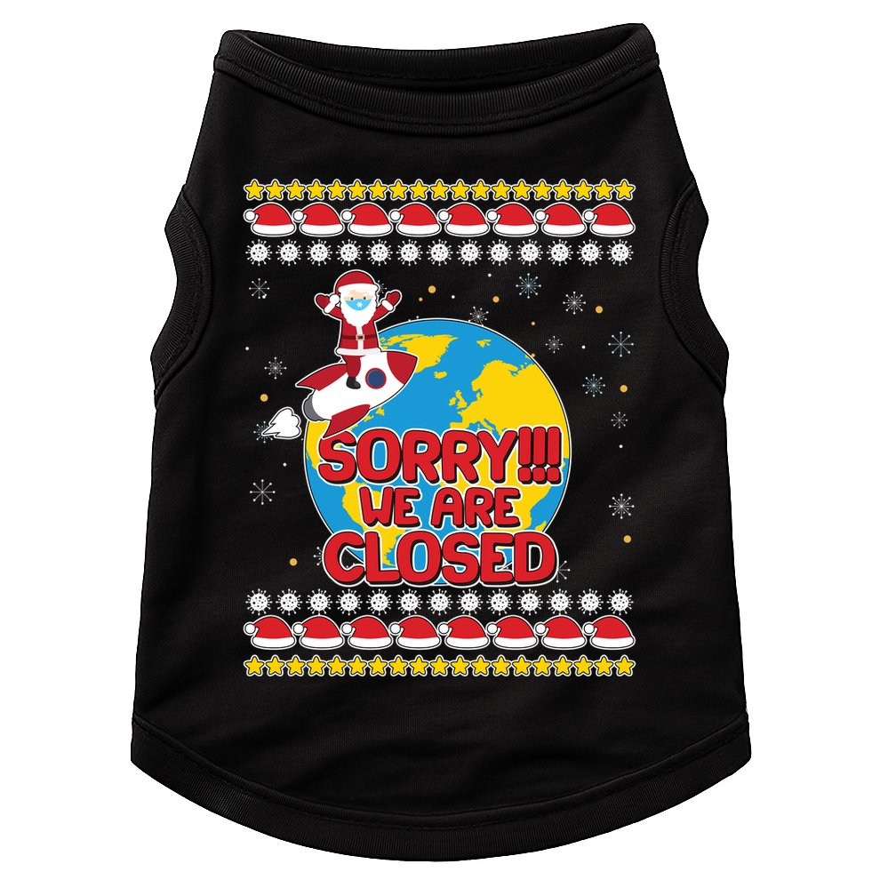 Christmas Sorry We Are Closed Santa On Rocket Quarantined Earth Doggie Tank