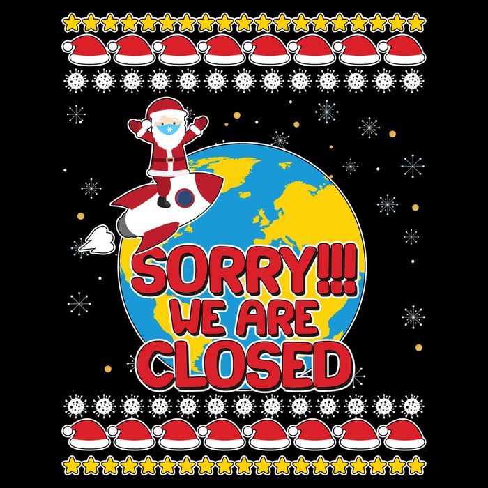 Christmas Sorry We Are Closed Santa On Rocket Quarantined Earth Cooling Performance Crew T-Shirt