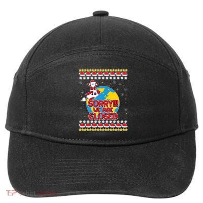 Christmas Sorry We Are Closed Santa On Rocket Quarantined Earth 7-Panel Snapback Hat