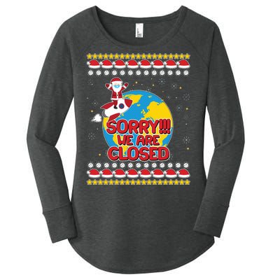 Christmas Sorry We Are Closed Santa On Rocket Quarantined Earth Women's Perfect Tri Tunic Long Sleeve Shirt