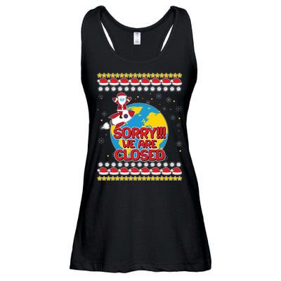 Christmas Sorry We Are Closed Santa On Rocket Quarantined Earth Ladies Essential Flowy Tank