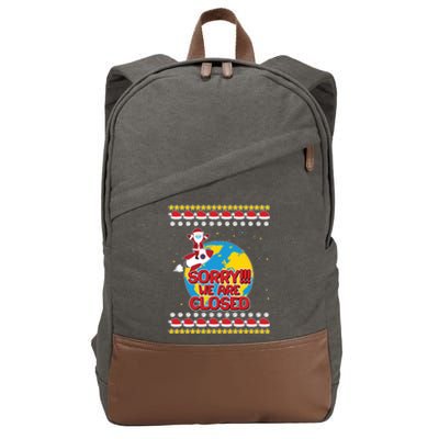 Christmas Sorry We Are Closed Santa On Rocket Quarantined Earth Cotton Canvas Backpack