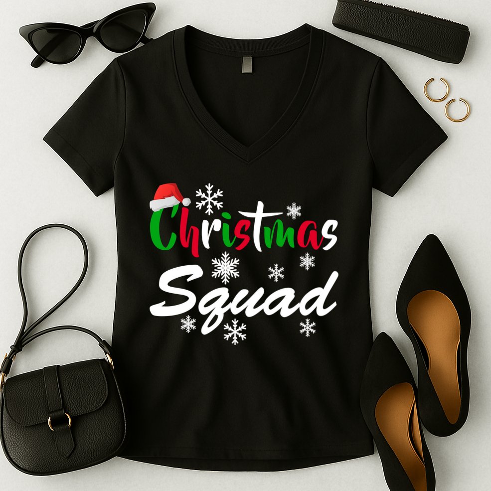 Christmas Squad Funny Women's V-Neck T-Shirt