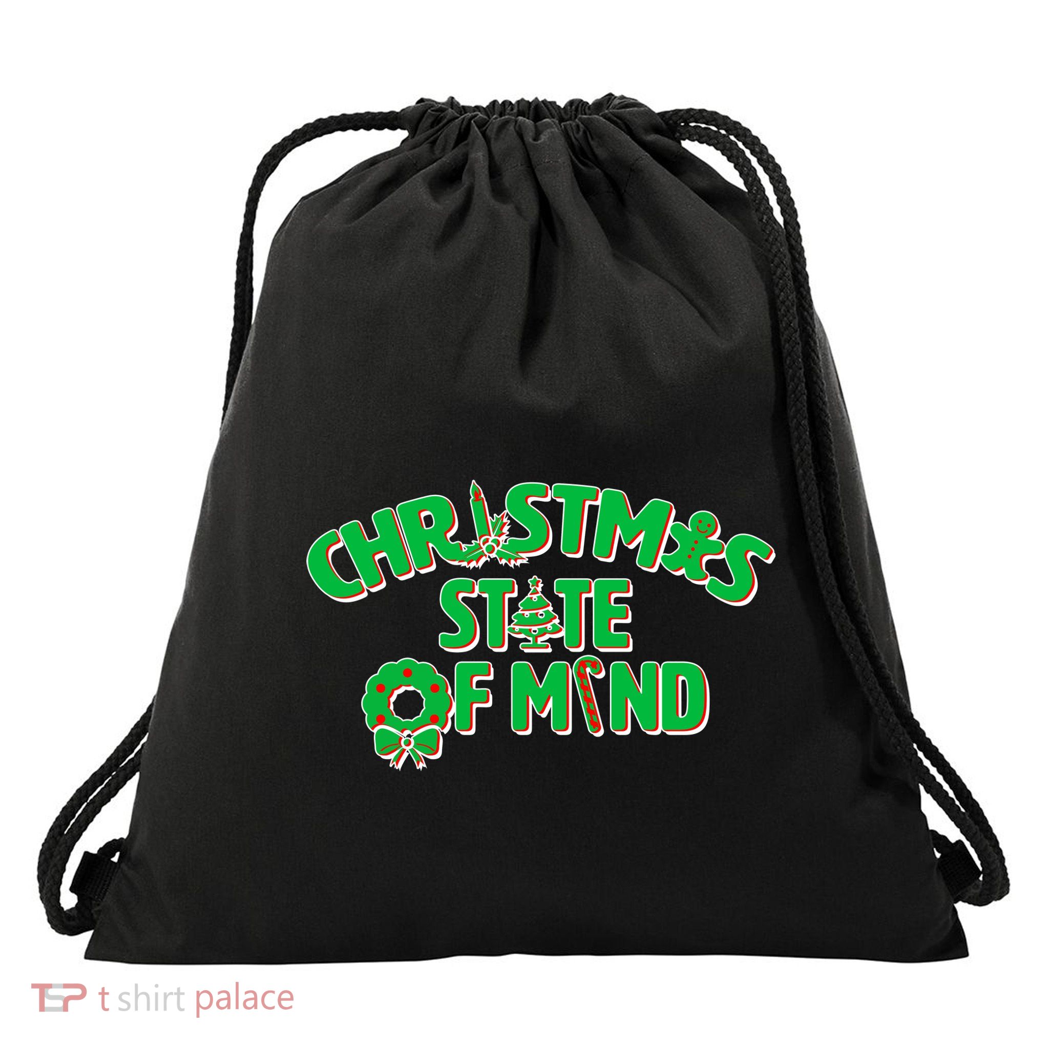 Christmas State of Mind Drawstring Bag