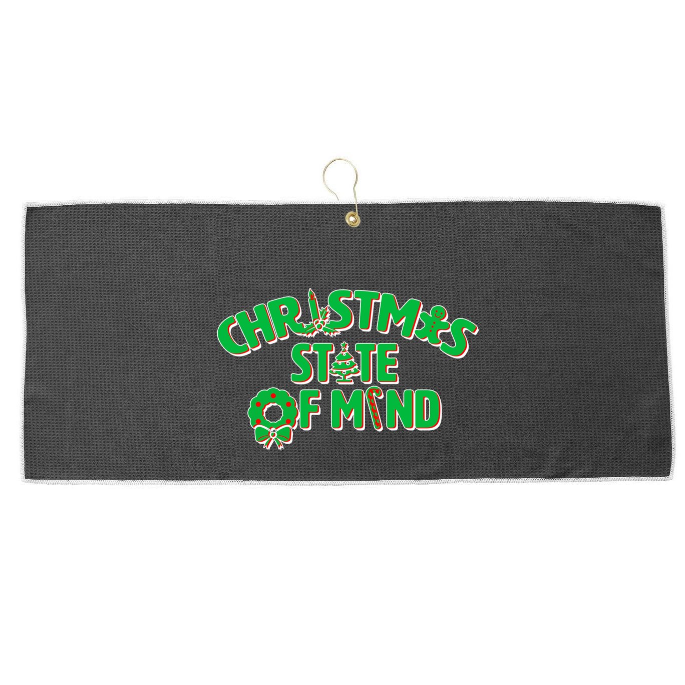 Christmas State of Mind Large Microfiber Waffle Golf Towel