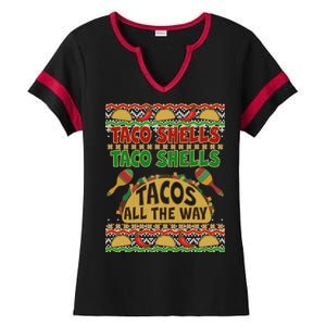 Christmas Tacos All The Way Ugly Sweater Ladies Halftime Notch Neck Tee