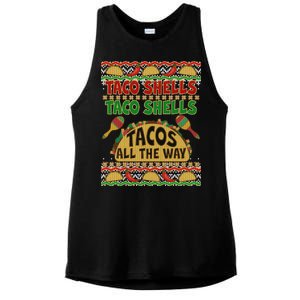 Christmas Tacos All The Way Ugly Sweater Ladies PosiCharge Tri-Blend Wicking Tank