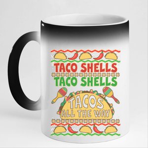 Christmas Tacos All The Way Ugly Sweater 11oz Black Color Changing Mug