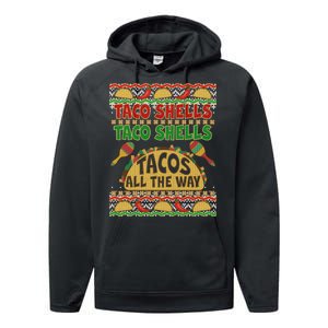 Christmas Tacos All The Way Ugly Sweater Performance Fleece Hoodie