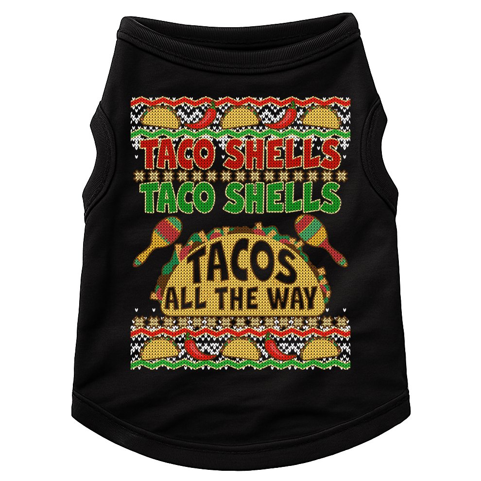 Christmas Tacos All The Way Ugly Sweater Doggie Tank