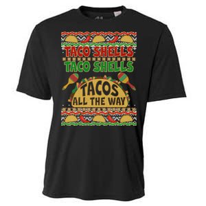 Christmas Tacos All The Way Ugly Sweater Cooling Performance Crew T-Shirt