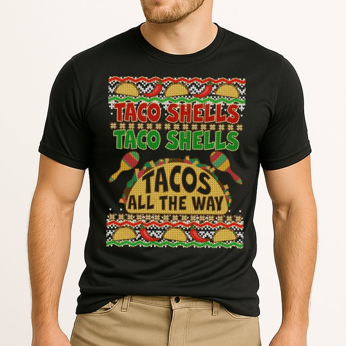 Christmas Tacos All The Way Ugly Sweater Cooling Performance Crew T-Shirt