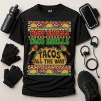 Christmas Tacos All The Way Ugly Sweater Cooling Performance Crew T-Shirt