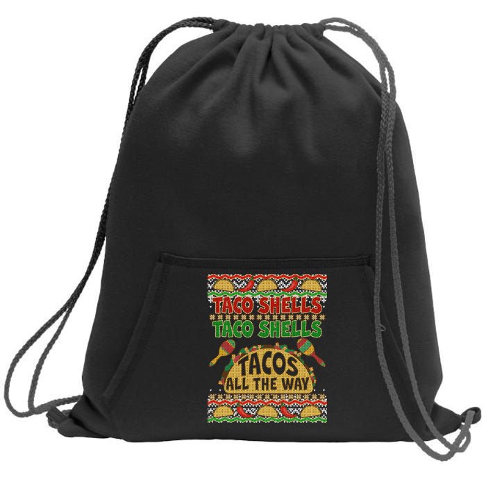 Christmas Tacos All The Way Ugly Sweater Sweatshirt Cinch Pack Bag