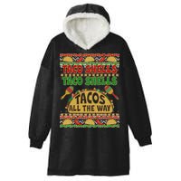 Christmas Tacos All The Way Ugly Sweater Hooded Wearable Blanket