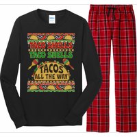 Christmas Tacos All The Way Ugly Sweater Long Sleeve Pajama Set