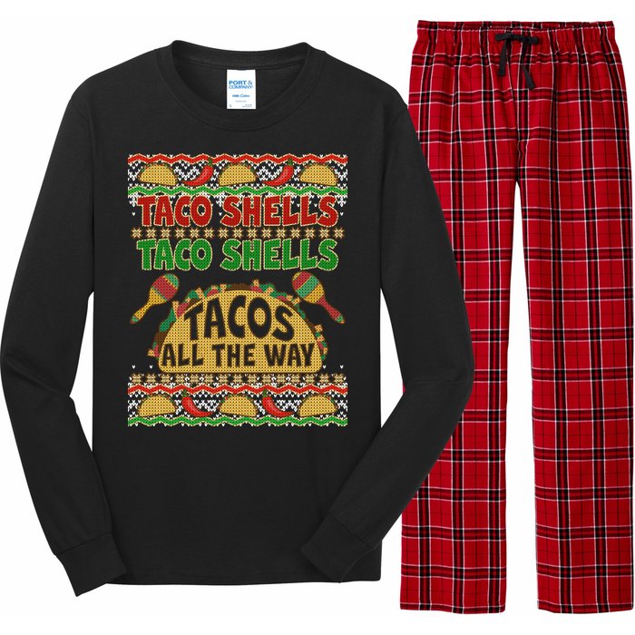 Christmas Tacos All The Way Ugly Sweater Long Sleeve Pajama Set