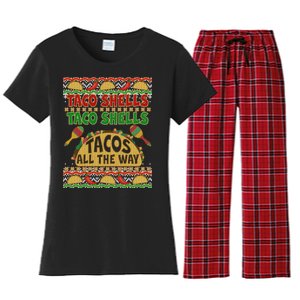 Christmas Tacos All The Way Ugly Sweater Women's Flannel Pajama Set