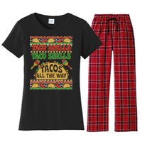 Christmas Tacos All The Way Ugly Sweater Women's Flannel Pajama Set