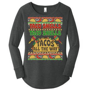 Christmas Tacos All The Way Ugly Sweater Women's Perfect Tri Tunic Long Sleeve Shirt